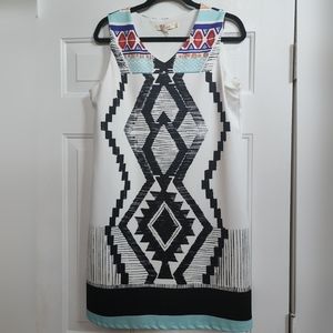 Aryeh Sleeveless Dress with Southwestern abstract design